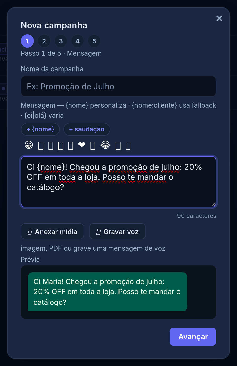Assistente de campanha do AdvBOT